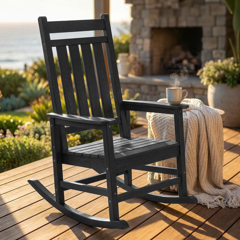 Oversized Rocking Chairs Set of 2, HDPE Outdoor Rocking Chair for Adults with High Back