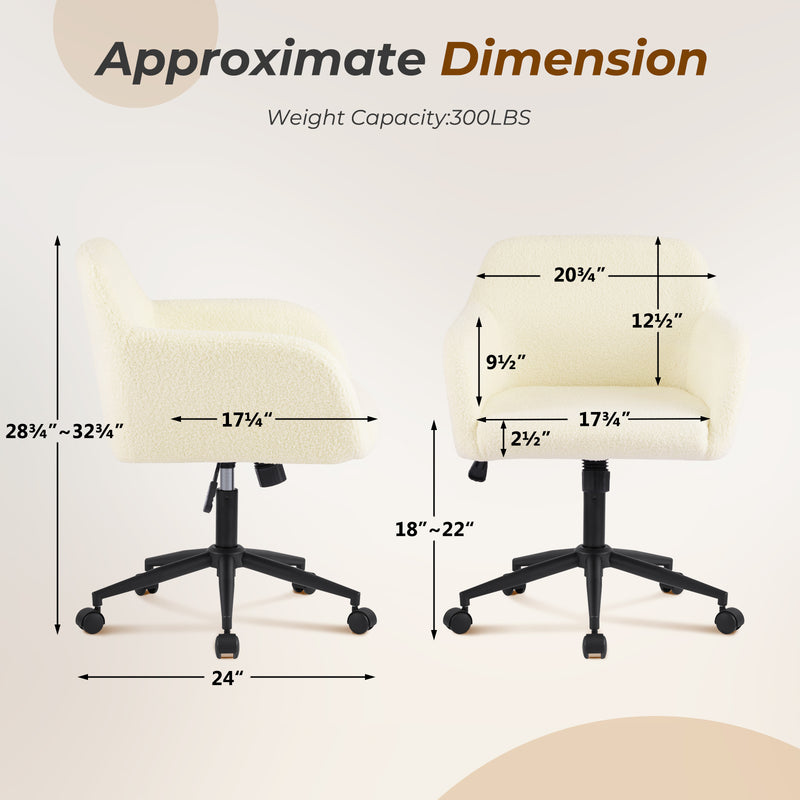 Home Office Desk Chair With Swivel,Adjustable Arm Chair With Mid Backrest
