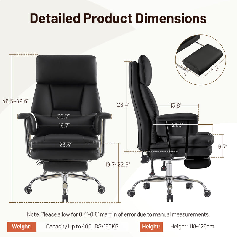PU Leather High Back Executive Office Chair with Adjustable Lumbar Support