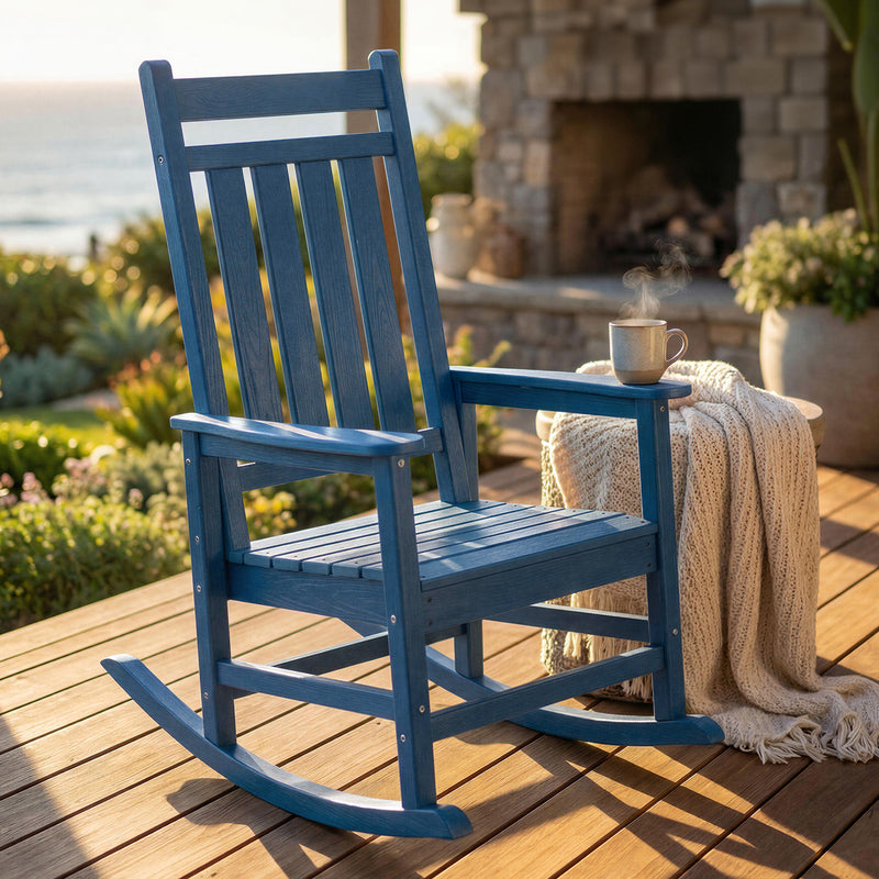 Oversized Rocking Chairs Set of 2, HDPE Outdoor Rocking Chair for Adults with High Back