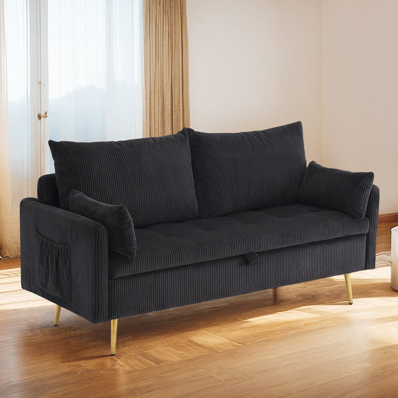 Furniliving Corduroy Upholstered Loveseat With Storage