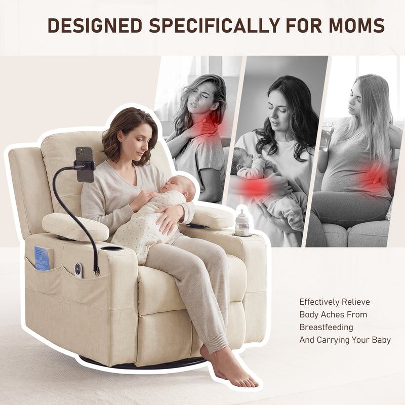 Power Rocking Chair Nursery with Adjustable Armrests