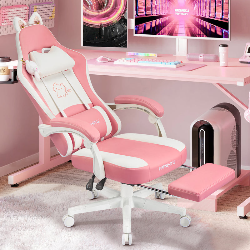 Comfy Girly Video Game Chair With Cat Ears