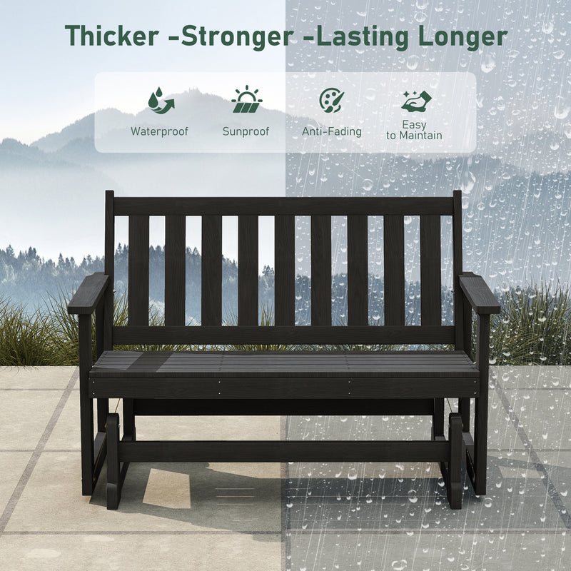 HDPE All-Weather Outdoor Patio Glider Bench for 2-Person