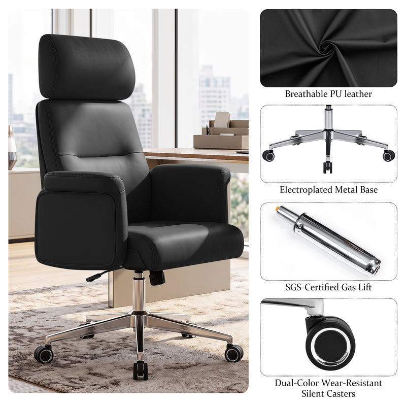 PU Leather Swivel Adjustable  Home Office Chair with High Backrest,Modern Office Chair For Home Office
