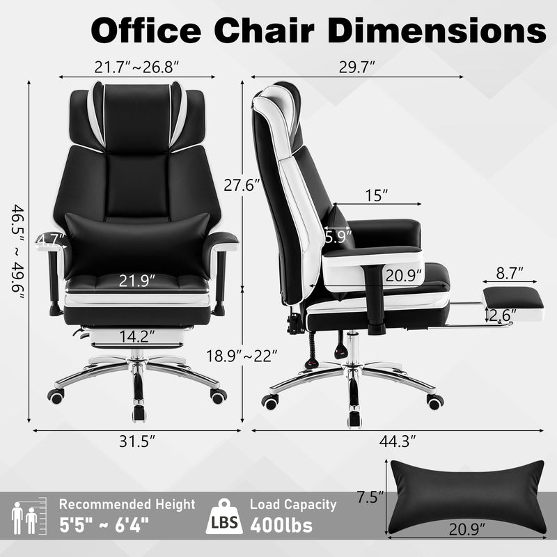 Adjustable Heavy Duty Office Chair with Footrest High Back