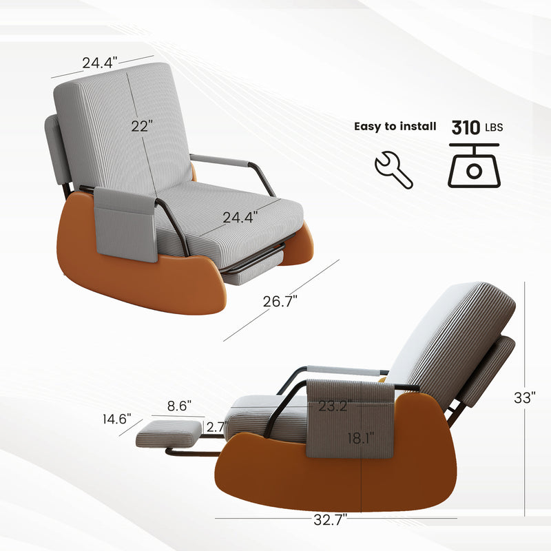 Upholstered Nursery Glider Chair with Adjustable Recline & Retractable Footrest