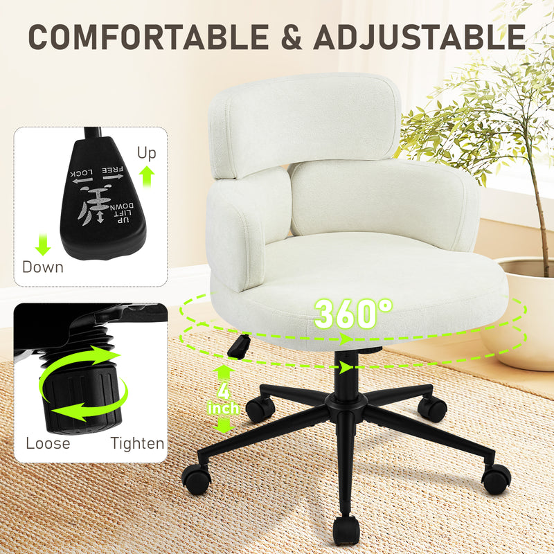 Swivel Accent Dining Chair ，Upholstered Vanity Chair With Arms