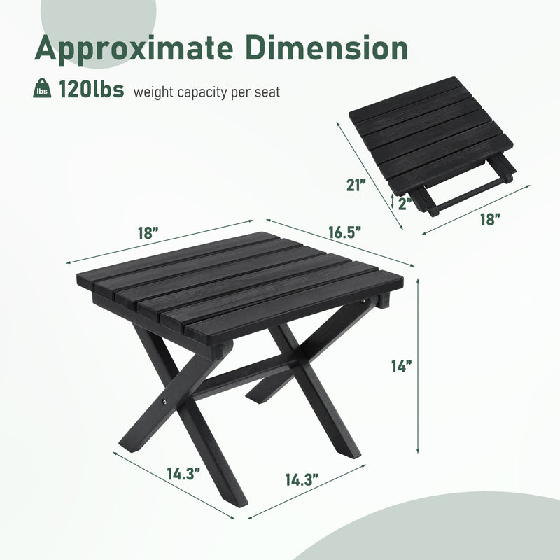 Furniliving 18'' Foldable Square Outdoor Coffee Table ,HDPE  All-Weather Waterproof Camping Table
