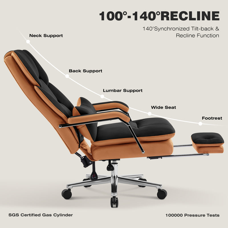 Furniliving faux leather office chair with footrest