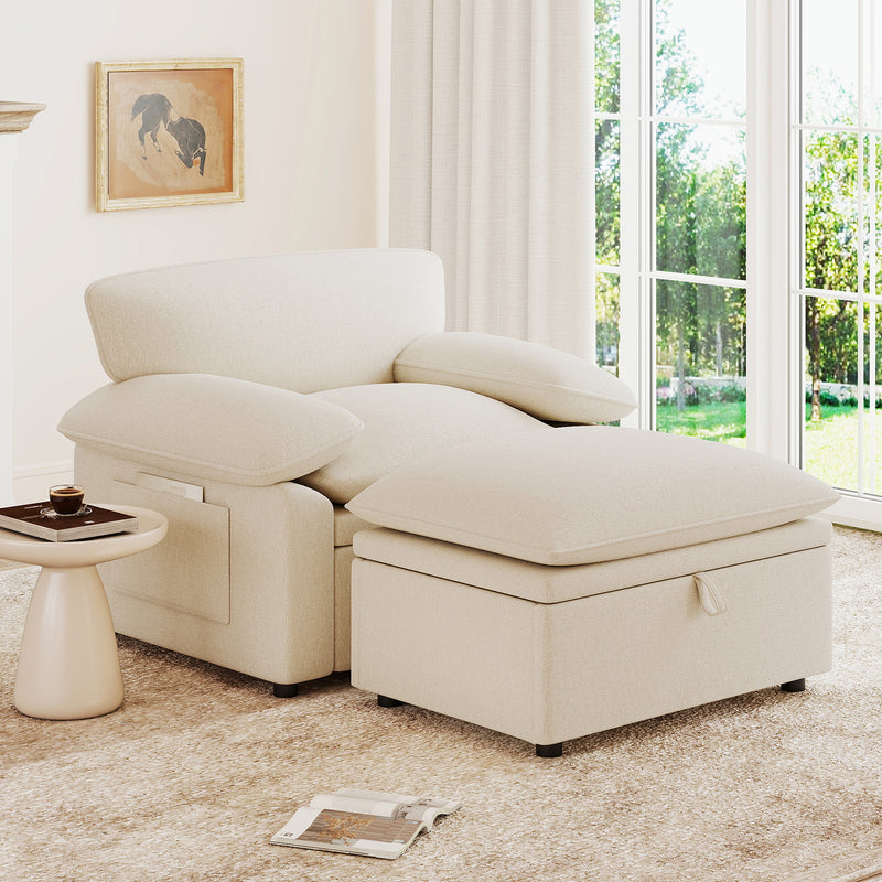 Oversized Accent Chair with Storage Ottoman
