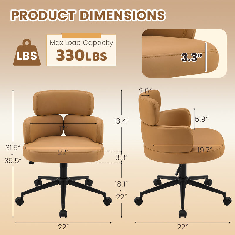 Swivel Accent Dining Chair ，Upholstered Vanity Chair With Arms