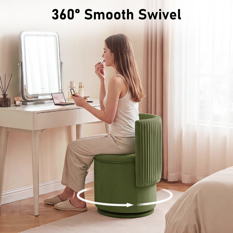 360° Swivel Accent Chair,Velvet Vanity With Storage