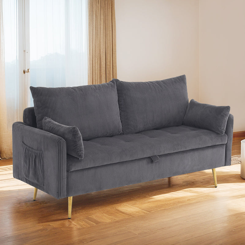 Furniliving Corduroy Upholstered Loveseat With Storage