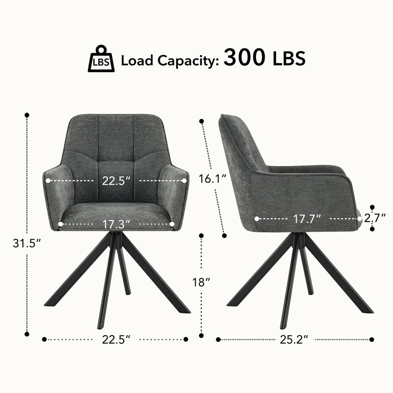 Comfortable Ergonomic Swivel Dining  Chairs Set  Of 2 for Kitchen