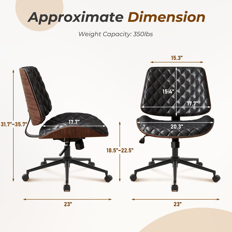 Armless Small Desk Chair with Wheels