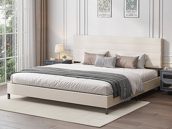 Furniliving Leonard Contemporary Modern Upholstered Platform Bed