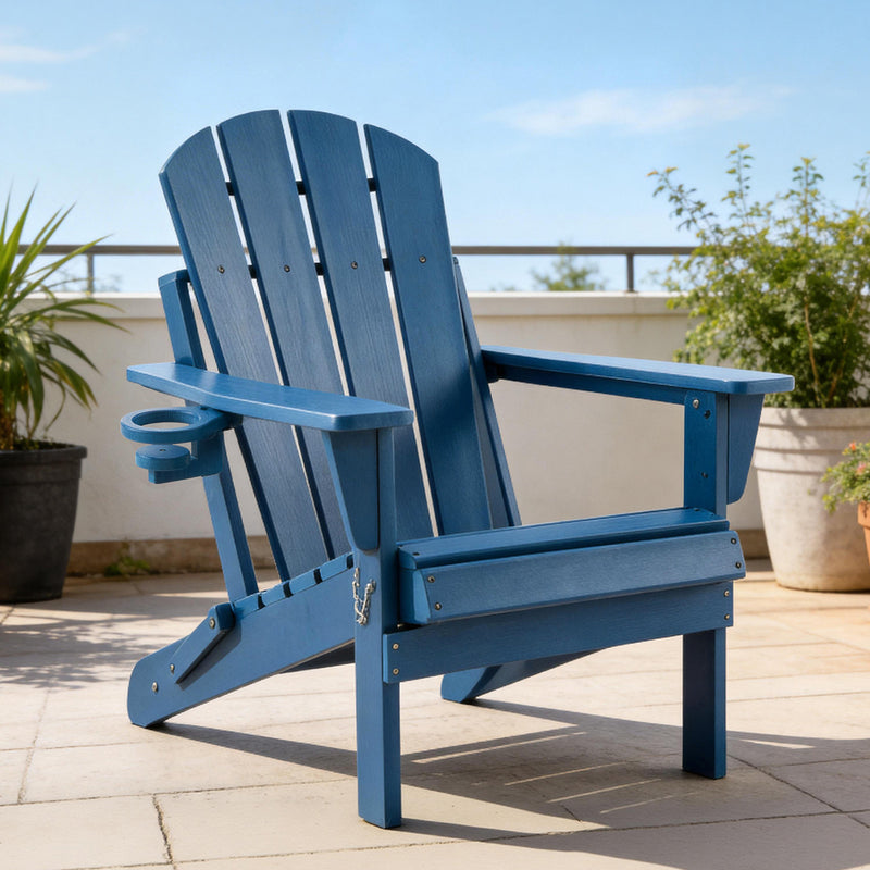 Folding Adirondack Chairs Set of 2, Outdoor HDPE Patio Chairs