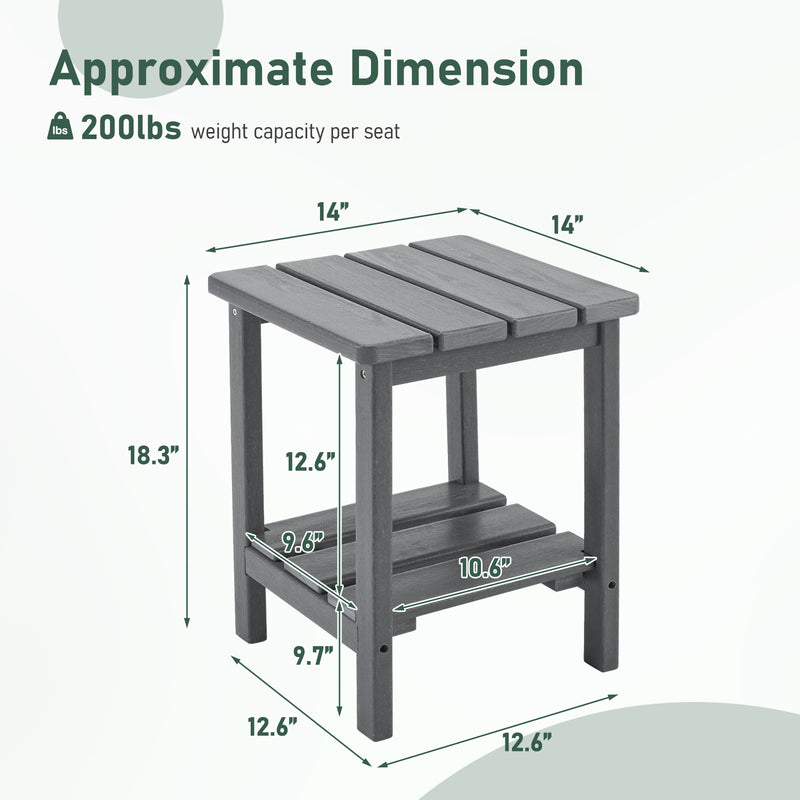Furniliving 2-Layer Square Outdoor Side Table