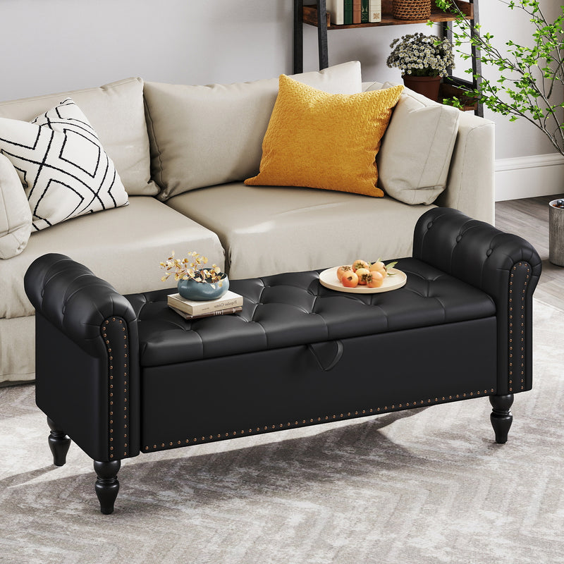 Zakhar Button Tufted Storage Bedroom Bench