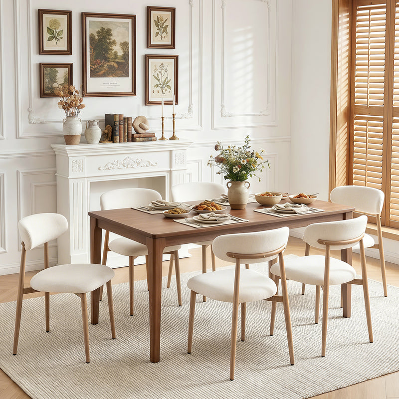 Modern Dining Chairs Set Of 2,Upholstered Kitchen Chairs With Walnut Grain Metal Legs