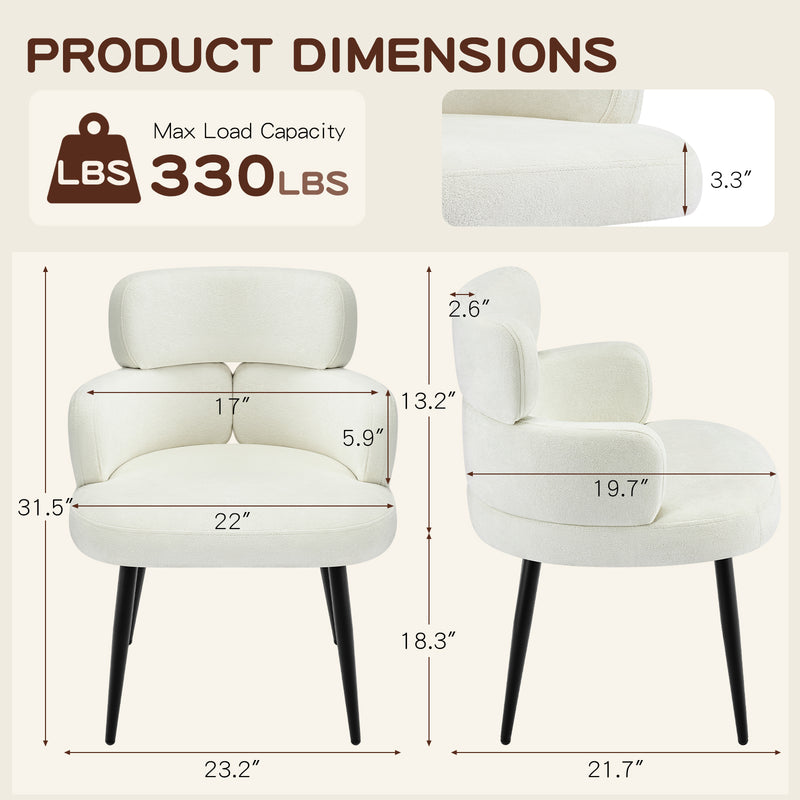 Modern Accent Dining Chair ,Upholstered Vanity Chair With Arms