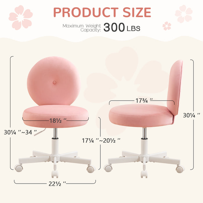 Velvet Vanity Chair with Casters