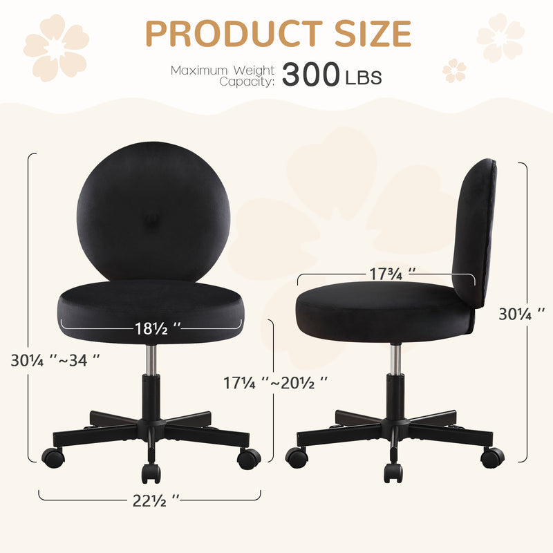 Velvet Vanity Chair with Casters