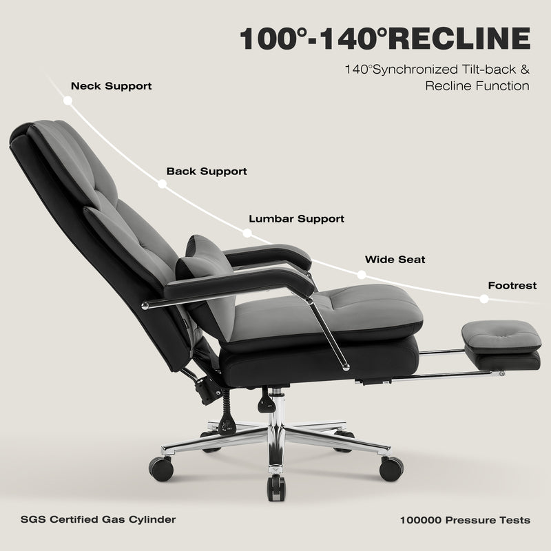 Furniliving faux leather office chair with footrest