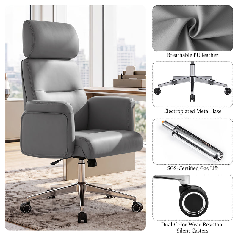 PU Leather Swivel Adjustable  Home Office Chair with High Backrest,Modern Office Chair For Home Office