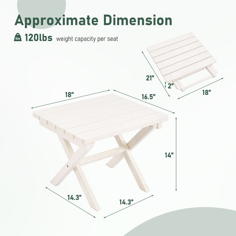 Furniliving 18'' Foldable Square Outdoor Coffee Table ,HDPE  All-Weather Waterproof Camping Table