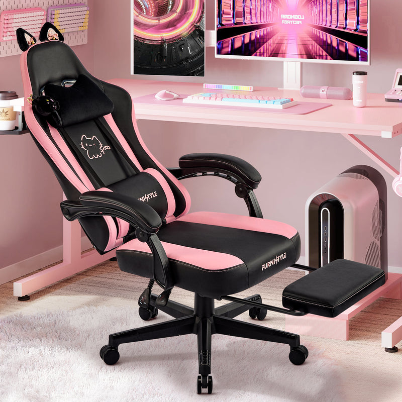 Comfy Girly Video Game Chair With Cat Ears