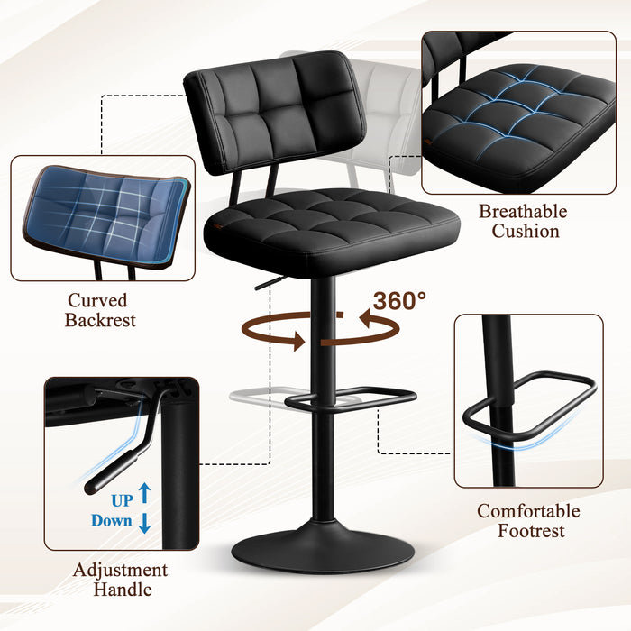 Swivel Bar Stools Set of 2 Independent backrest