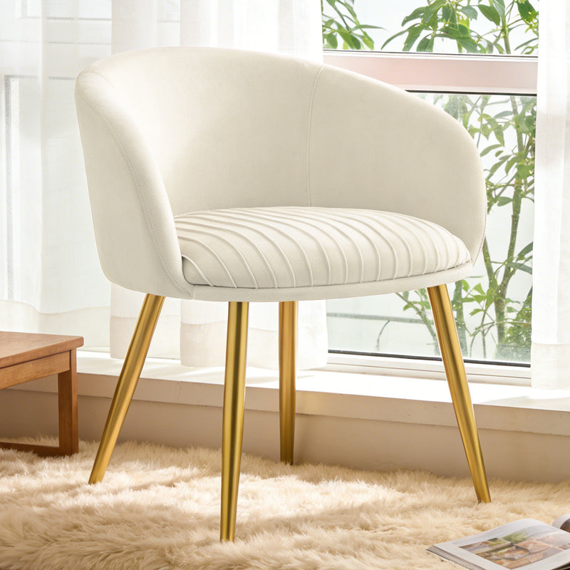 Makeup Vanity Chair Velevt Upholstered Side Chair with Metal Legs
