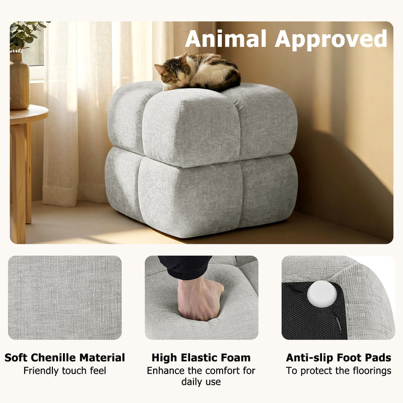 Oversize Storage Ottoman,Modern Chenille Vanity Chair
