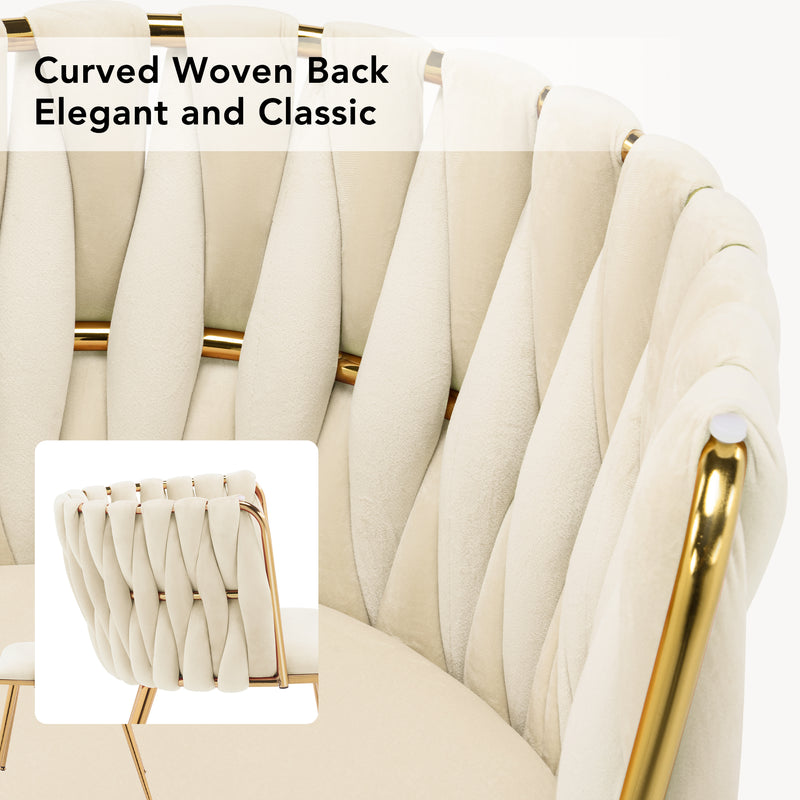Velvet Woven Backrest Design Dining  Chairs Set Of 2