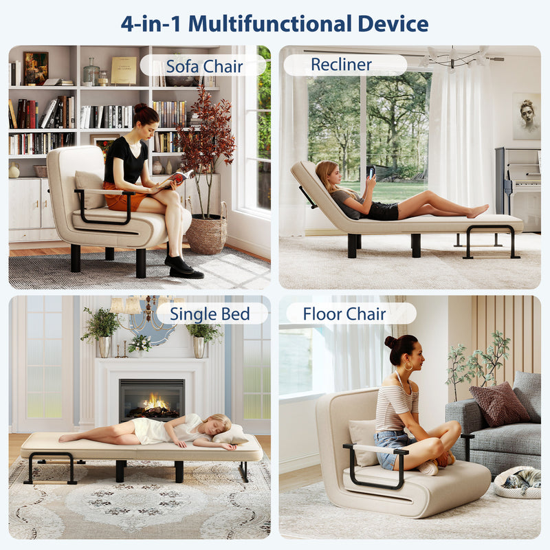 Furniliving Foldable Sofa Chair 4-in-1 Multi-Functional Lounge Chair