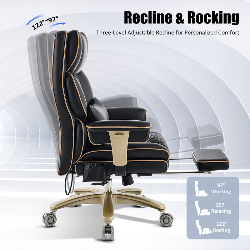 Furniliving Modern Big Tall Executive Office Chair Pu Leather Office Desk Chair With Footrest