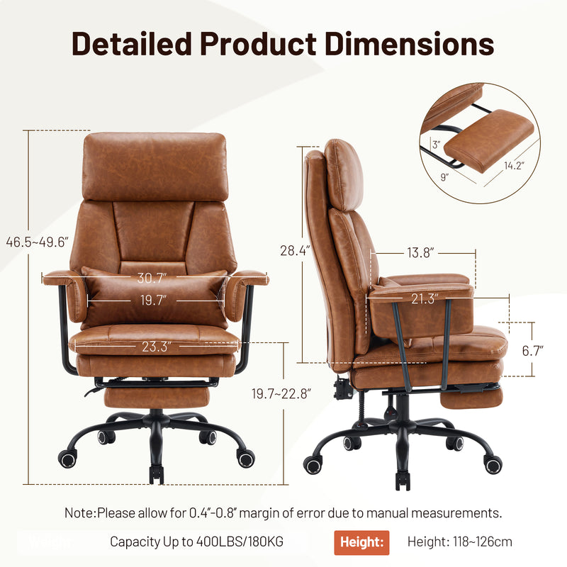PU Leather High Back Executive Office Chair with Adjustable Lumbar Support