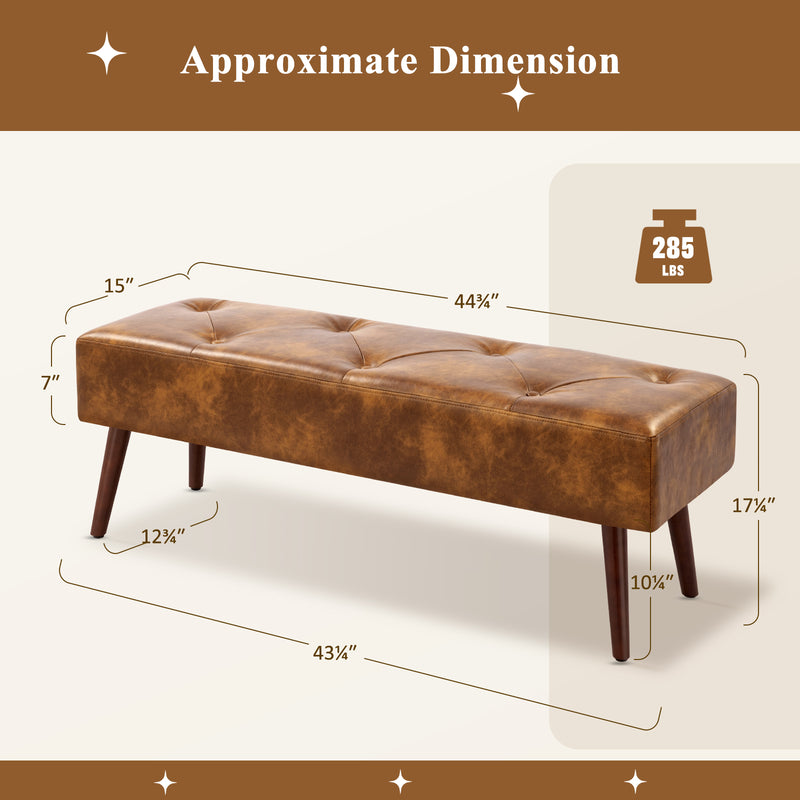 44.75" End of Bed Bench,Modern Tufted Velvet Ottoman Bench With Gold Legs
