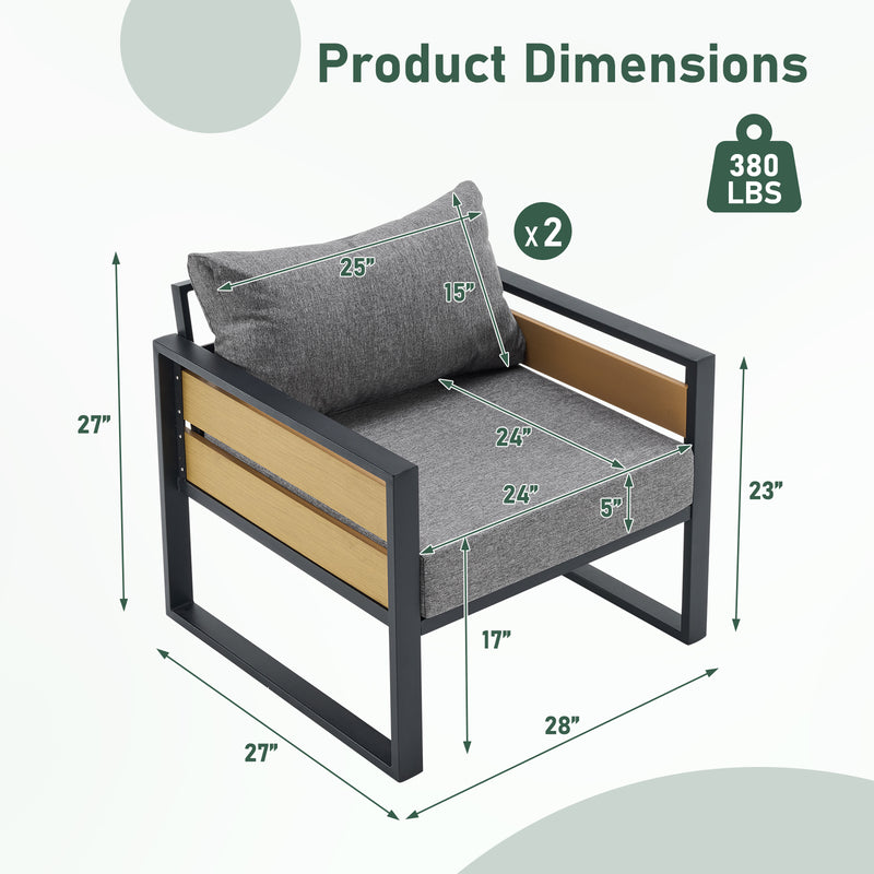 Furniliving  Patio Furniture Set, 2-Piece Steel Outdoor Sectional, 2-Seats Patio Conversation Set with Deep Seating