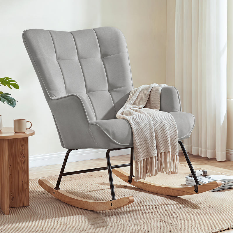 Nursery Rocking Chair Upholstered Glider Rocking Chair Modern Accent Chair Padded Seat Reading Chair