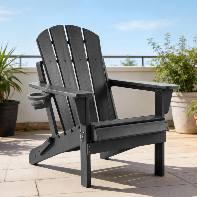 Folding Adirondack Chairs Set of 2, Outdoor HDPE Patio Chairs