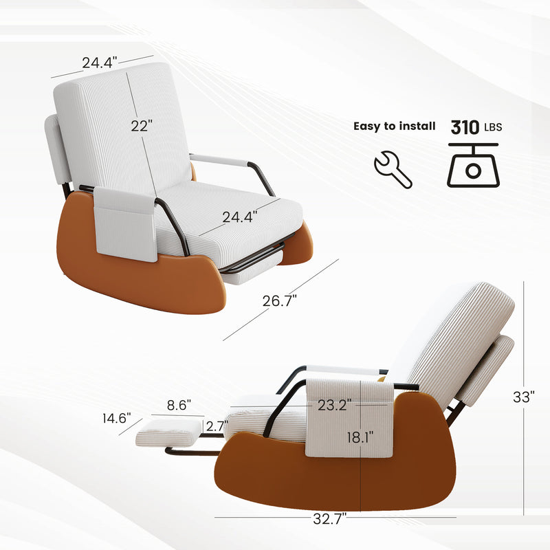 Upholstered Nursery Glider Chair with Adjustable Recline & Retractable Footrest