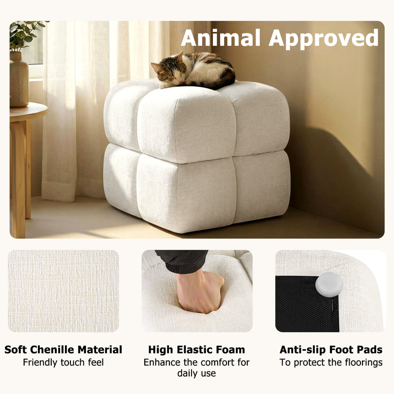 Oversize Storage Ottoman,Modern Chenille Vanity Chair