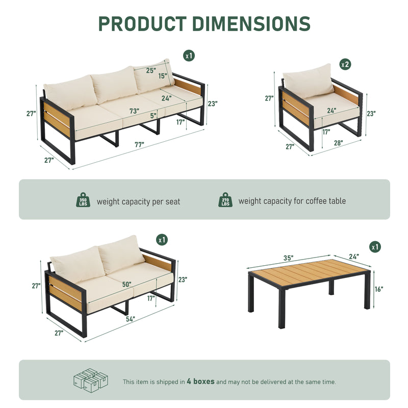 Furniliving  Patio Furniture Set, 2-Piece Steel Outdoor Sectional, 2-Seats Patio Conversation Set with Deep Seating