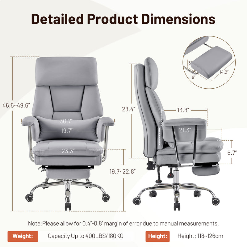 PU Leather High Back Executive Office Chair with Adjustable Lumbar Support