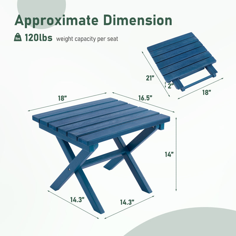 Furniliving 18'' Foldable Square Outdoor Coffee Table ,HDPE  All-Weather Waterproof Camping Table