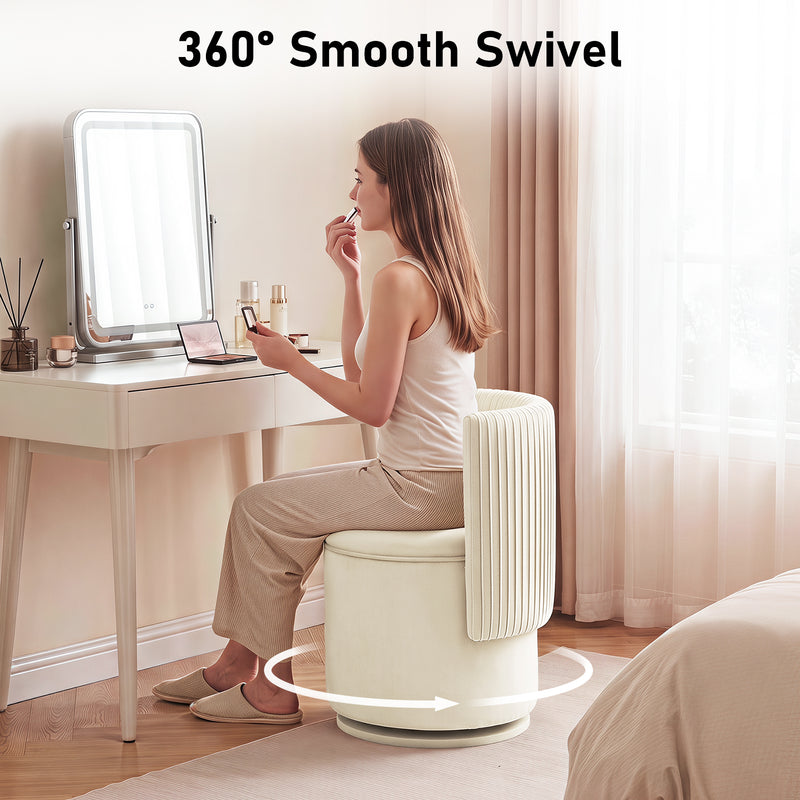 360° Swivel Accent Chair,Velvet Vanity With Storage