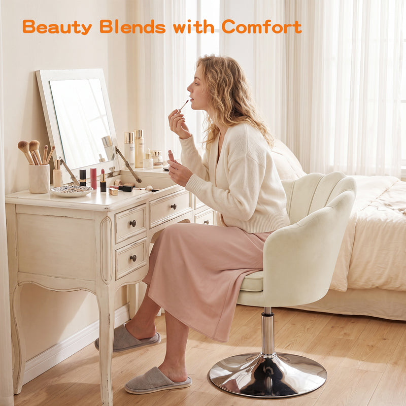 Swivel Makeup Chair with Ergonomic Lotus-Shaped Backrest